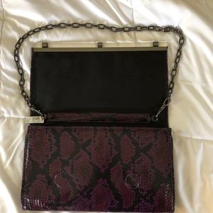 Black and purple Faux Snakeskin Clutch